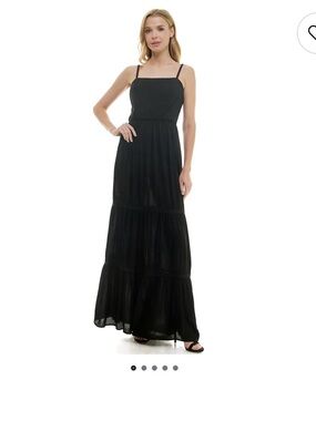 Lily Rose Black Spaghetti Strap Tiered Maxi Dress